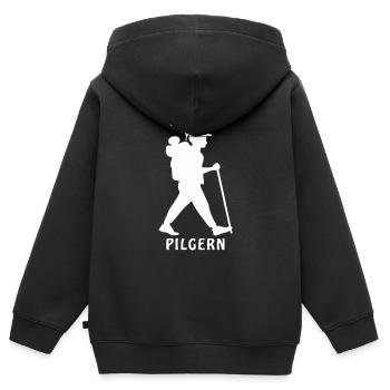 ICH BIN PILGERN - Kinder Premium Organic Zip Hoodie - Schwarz - Hinten - AI Model Kid Male (0cm)