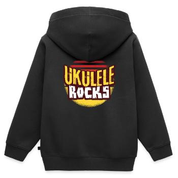 ukulélé - Sweat Premium à capuche zippé enfant bio - noir - Dos - AI Model Kid Male (0cm)