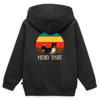 Herd that - Saying for shepherd and dog - Kids Premium Organic Zip-up Hoodie - black - Back - AI Model Kid Male (0cm)