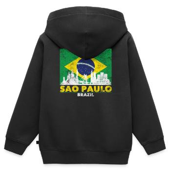 Sao Paulo Stadt Reisen Brasilien - Kinder Premium Organic Zip Hoodie - Schwarz - Hinten - AI Model Kid Male (0cm)
