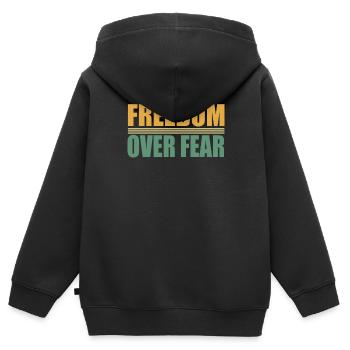 La liberté sur la peur - Sweat Premium à capuche zippé enfant bio - noir - Dos - AI Model Kid Male (0cm)