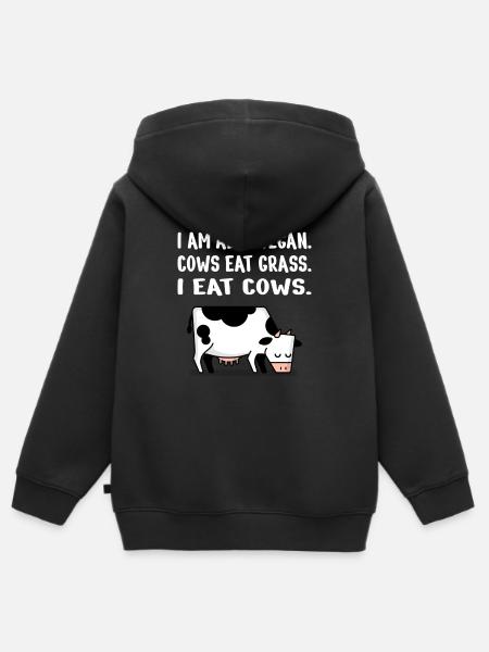 Carnivore Diet Anti-Vegan: Sono anche vegano - Felpa Premium con cappuccio con zip bambino bio - nero