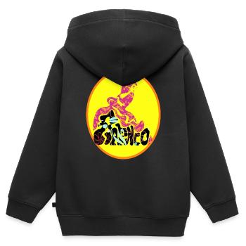 Danseuse florale de flamenco et mot - Sweat Premium à capuche zippé enfant bio - noir - Dos - AI Model Kid Male (0cm)