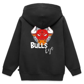 Bullseye, lustiges Dartspielergeschenk mit Bulle - Kinder Premium Organic Zip Hoodie - Schwarz - Hinten - AI Model Kid Male (0cm)