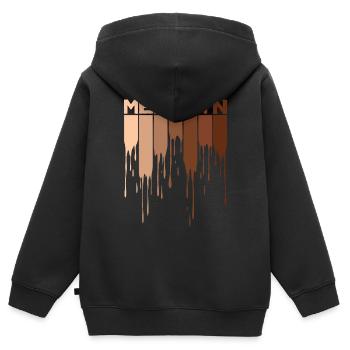 L'histoire du Mois noir de la mélanine Antiracisme - Sweat Premium à capuche zippé enfant bio - noir - Dos - AI Model Kid Male (0cm)