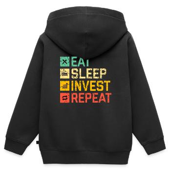 Finanzen - Kinder Premium Organic Zip Hoodie - Schwarz - Hinten - AI Model Kid Male (0cm)