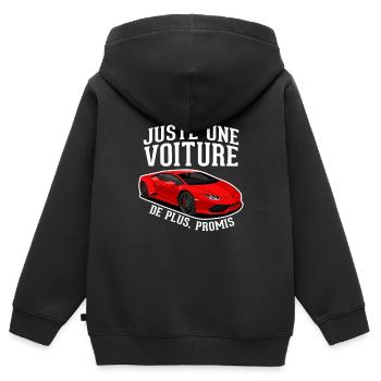 Juste une voiture de plus - humour cadeau - Sweat Premium à capuche zippé enfant bio - noir - Dos - AI Model Kid Male (0cm)