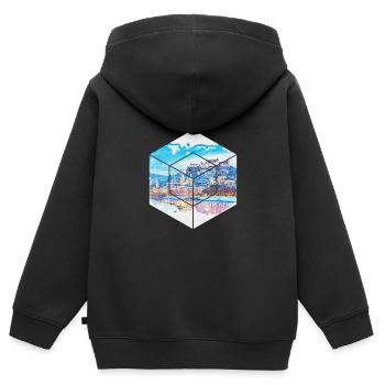Salzbourg est connue pour ses Mozartkugeln - Sweat Premium à capuche zippé enfant bio - noir - Dos - AI Model Kid Male (0cm)