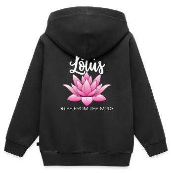Lotus Blossom Flower Namaste - Kids Premium Organic Zip-up Hoodie - black - Back - AI Model Kid Male (0cm)