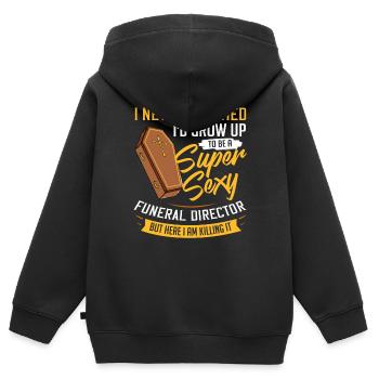 Bestatter Bestattung Friedhof Sarg Beerdigung - Kinder Premium Organic Zip Hoodie - Schwarz - Hinten - AI Model Kid Male (0cm)