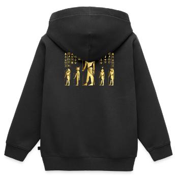 Ägyptische Hieroglyphen Anubis Bastet und Sphinx - Kinder Premium Organic Zip Hoodie - Schwarz - Hinten - AI Model Kid Male (0cm)