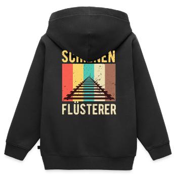 Zug - Kinder Premium Organic Zip Hoodie - Schwarz - Hinten - AI Model Kid Male (0cm)