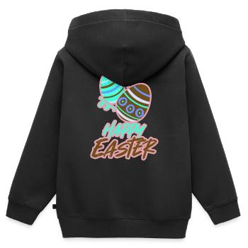 Pâques Lapin de Pâques Oeufs de Pâques Joyeuses Pâques - Sweat Premium à capuche zippé enfant bio - noir - Dos - AI Model Kid Male (0cm)