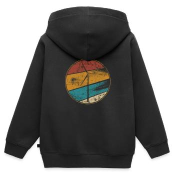 Éolienne vintage protection du climat - Sweat Premium à capuche zippé enfant bio - noir - Dos - AI Model Kid Male (0cm)