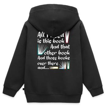 Leseratte liebt Bücher - Kinder Premium Organic Zip Hoodie - Schwarz - Hinten - AI Model Kid Male (0cm)