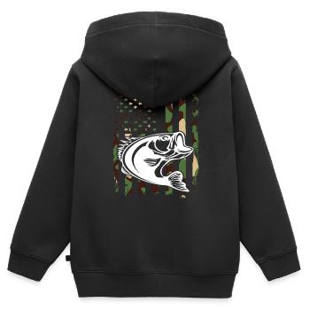 Angeln Camouflage - Kinder Premium Organic Zip Hoodie - Schwarz - Hinten - AI Model Kid Male (0cm)