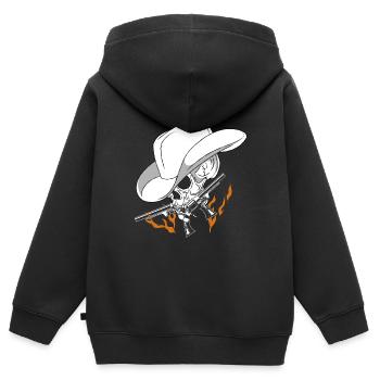 cow-boy - Sweat Premium à capuche zippé enfant bio - noir - Dos - AI Model Kid Male (0cm)