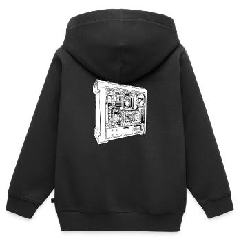 Gamer PC Gift Open Gamer PC Intérieur - Sweat Premium à capuche zippé enfant bio - noir - Dos - AI Model Kid Male (0cm)