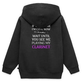 Clarinette clarinette clarinette cadeau femmes - Sweat Premium à capuche zippé enfant bio - noir - Dos - AI Model Kid Male (0cm)