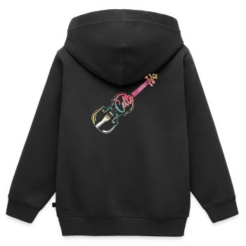 violoncelle - Sweat Premium à capuche zippé enfant bio - noir - Dos - AI Model Kid Male (0cm)