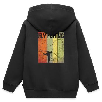 Forellen zum Fliegenfischen - Kinder Premium Organic Zip Hoodie - Schwarz - Hinten - AI Model Kid Male (0cm)