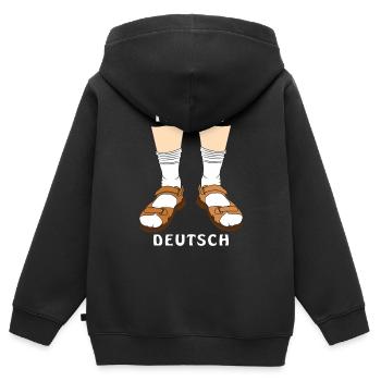 TYPISCH DEUTSCH - Kinder Premium Organic Zip Hoodie - Schwarz - Hinten - AI Model Kid Male (0cm)