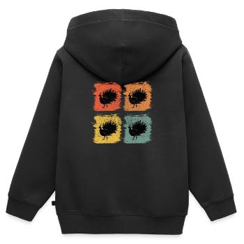 Pfau Vogel Tier Retro Pop Art - Kinder Premium Organic Zip Hoodie - Schwarz - Hinten - AI Model Kid Male (0cm)