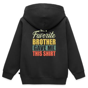 Cadeau soeur meilleur frère soeur - Sweat Premium à capuche zippé enfant bio - noir - Dos - AI Model Kid Male (0cm)