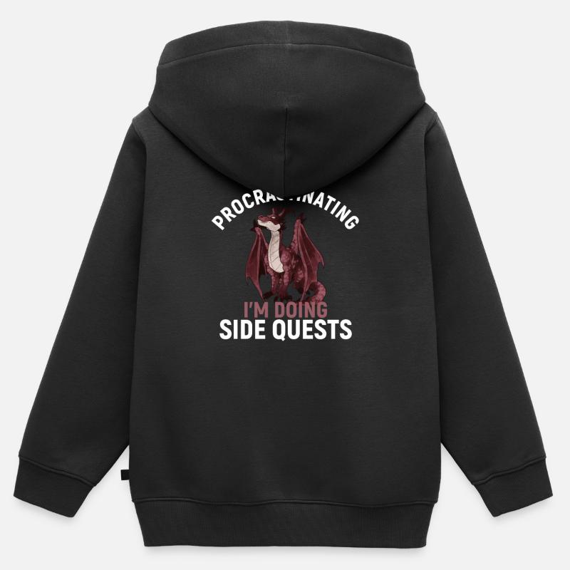 Je ne tergiverse pas, je fais des quêtes secondaires - Sweat Premium à capuche zippé enfant bio - noir