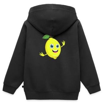 lemon - Kids Premium Organic Zip-up Hoodie - black - Back - AI Model Kid Male (0cm)