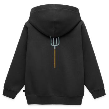 Mistgabel Bauer - Kinder Premium Organic Zip Hoodie - Schwarz - Hinten - AI Model Kid Male (0cm)