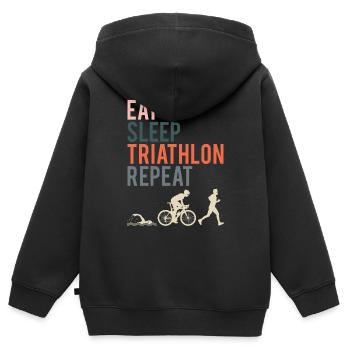 Cadeau de sport d'endurance de triathlon - Sweat Premium à capuche zippé enfant bio - noir - Dos - AI Model Kid Male (0cm)