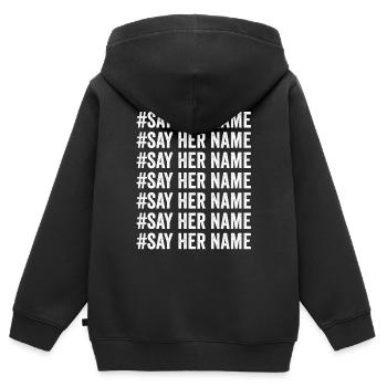 #Say ihr Name #Say ihr Name #Say ihr Name #Say - Kinder Premium Organic Zip Hoodie - Schwarz - Hinten - AI Model Kid Male (0cm)