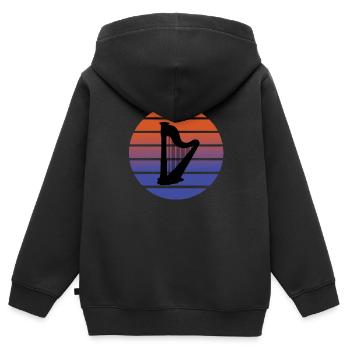 harpe - Sweat Premium à capuche zippé enfant bio - noir - Dos - AI Model Kid Male (0cm)