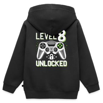 8. Geburtstag Level 8 Gamer Geschenk - Kinder Premium Organic Zip Hoodie - Schwarz - Hinten - AI Model Kid Male (0cm)