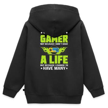 Gamer Gamer Funny DNA - Kids Premium Organic Zip-up Hoodie - black - Back - AI Model Kid Male (0cm)