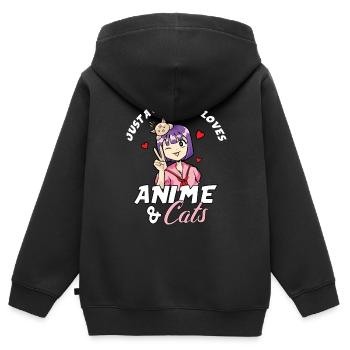 Anime Katzen Manga Katze Girl Loves Kawaii Kitty - Kinder Premium Organic Zip Hoodie - Schwarz - Hinten - AI Model Kid Male (0cm)