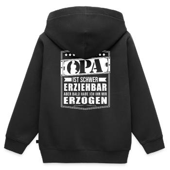 Mein Opa Ist Schwer Erziehbar Großvater Geschenk - Kinder Premium Organic Zip Hoodie - Schwarz - Hinten - AI Model Kid Male (0cm)