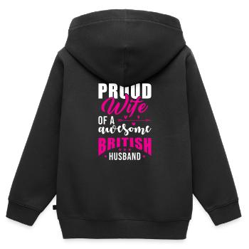 Mari anglais mari Angleterre - Sweat Premium à capuche zippé enfant bio - noir - Dos - AI Model Kid Male (0cm)