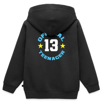 Lustiges 13. Geburtstag Warnung Offiziell Teenager - Kinder Premium Organic Zip Hoodie - Schwarz - Hinten - AI Model Kid Male (0cm)