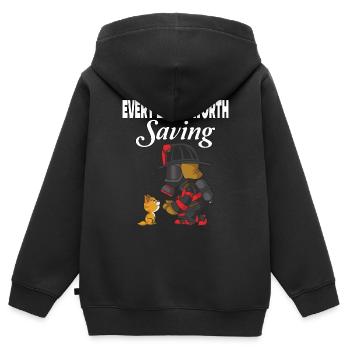 Jedes Leben ist es wert, gerettet zu werden - Kinder Premium Organic Zip Hoodie - Schwarz - Hinten - AI Model Kid Male (0cm)