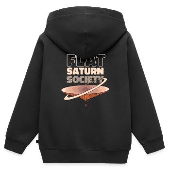 Coole Galaxie Mode flacher Saturn Gesellschaft - Kinder Premium Organic Zip Hoodie - Schwarz - Hinten - AI Model Kid Male (0cm)