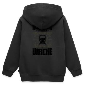 Nur über meine Weiche Eisenbahner Gleisbauer - Kinder Premium Organic Zip Hoodie - Schwarz - Hinten - AI Model Kid Male (0cm)