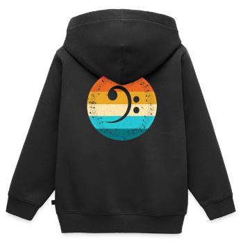 Basse guitare basse - Sweat Premium à capuche zippé enfant bio - noir - Dos - AI Model Kid Male (0cm)