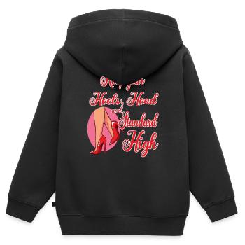 Keep Your Heels, Head and Standard High - Sweat Premium à capuche zippé enfant bio - noir - Dos - AI Model Kid Male (0cm)