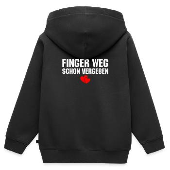 Finger weg schon vergeben - Kinder Premium Organic Zip Hoodie - Schwarz - Hinten - AI Model Kid Male (0cm)