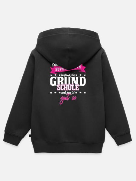 Superheldin Grundschule - Kinder Premium Organic Zip Hoodie - Schwarz