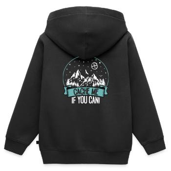 Cache me if you can - Kids Premium Organic Zip-up Hoodie - black - Back - AI Model Kid Male (0cm)