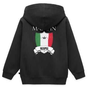 Made in Neapel - Kinder Premium Organic Zip Hoodie - Schwarz - Hinten - AI Model Kid Male (0cm)