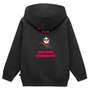 Tod Sensenmann Sense Sterbehilfe - Kinder Premium Organic Zip Hoodie - Schwarz - Hinten - AI Model Kid Male (0cm)